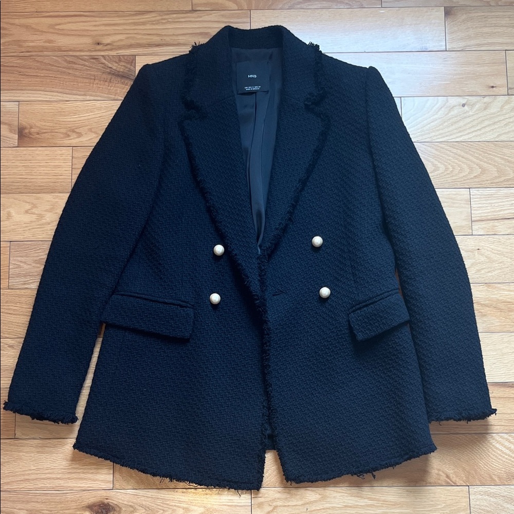 NWOT Mango Tweed Double-Breasted Blazer